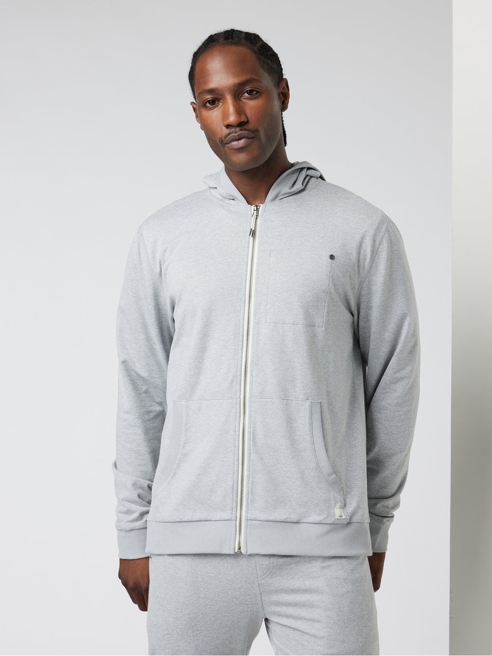 Vuori Men’s Coronado Full Zip Hoodie Light Heather Gray Size L